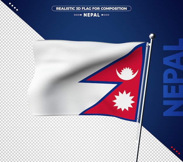 PSD drapeau 3d du népal avec texture réaliste