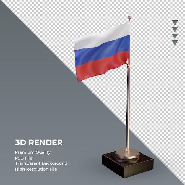 Drapeau 3d Fédération De Russie Rendu Vue De Gauche