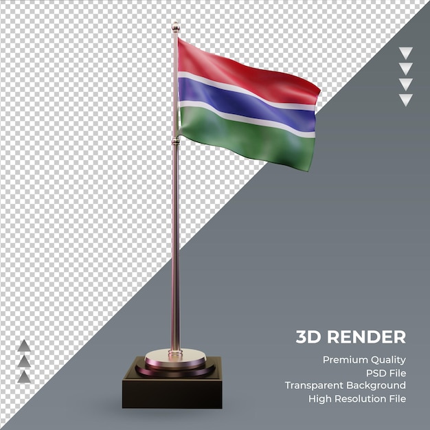 PSD drapeau 3d gambie vue de face de rendu