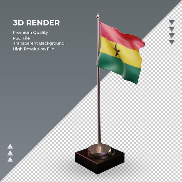 Drapeau 3d Ghana Rendu Vue De Droite