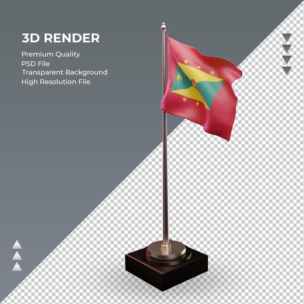 PSD drapeau 3d grenade vue de droite de rendu