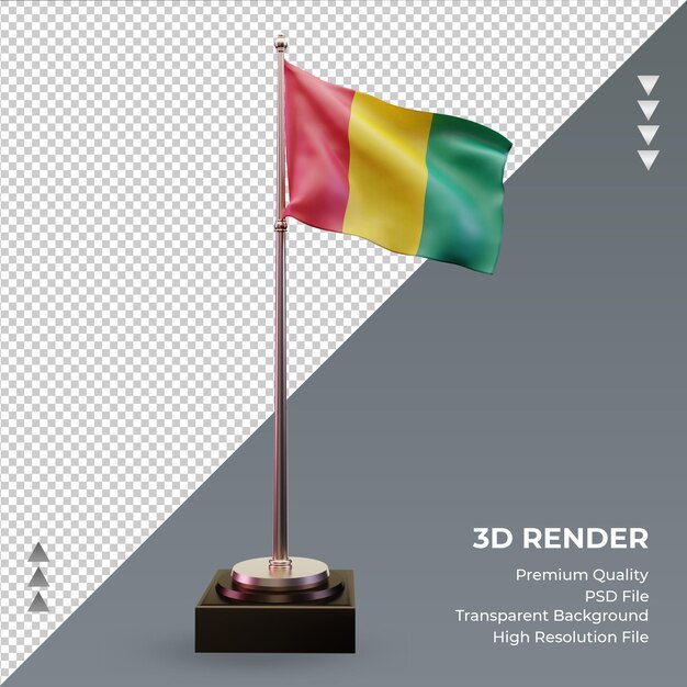 Drapeau 3D Guinée Bissau rendu vue de face