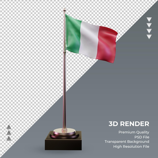 PSD drapeau 3d italie rendu vue de face