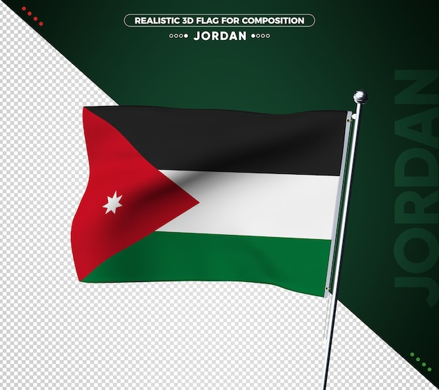 Drapeau 3d de Jordanie avec texture réaliste