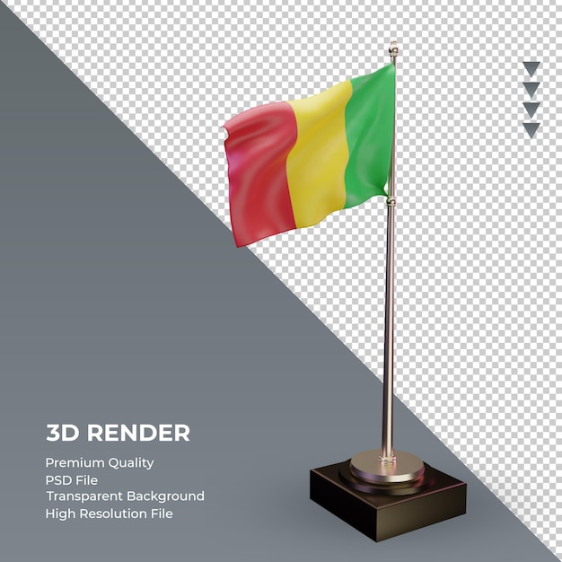 Drapeau 3D Mali rendu vue de gauche