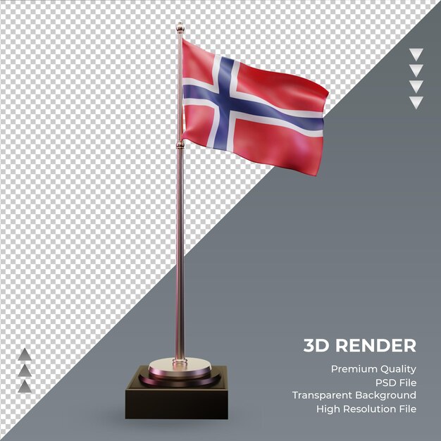 PSD drapeau 3d norvège rendu vue de face