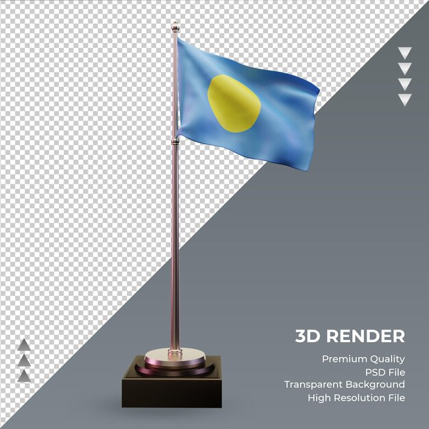 Drapeau 3d Palaos Vue De Face De Rendu