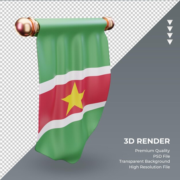 Drapeau 3d Pennant Suriname Rendu Vue De Droite