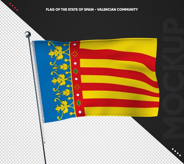 Drapeau 3d Réaliste De La Communauté Valencienne