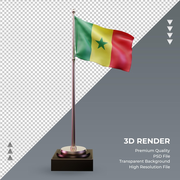 PSD drapeau 3d sénégal rendu vue de face