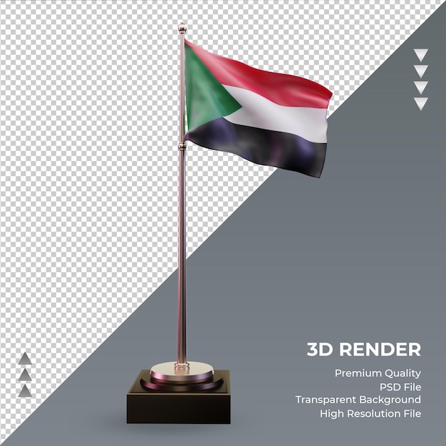 Drapeau 3d Soudan Vue De Face De Rendu