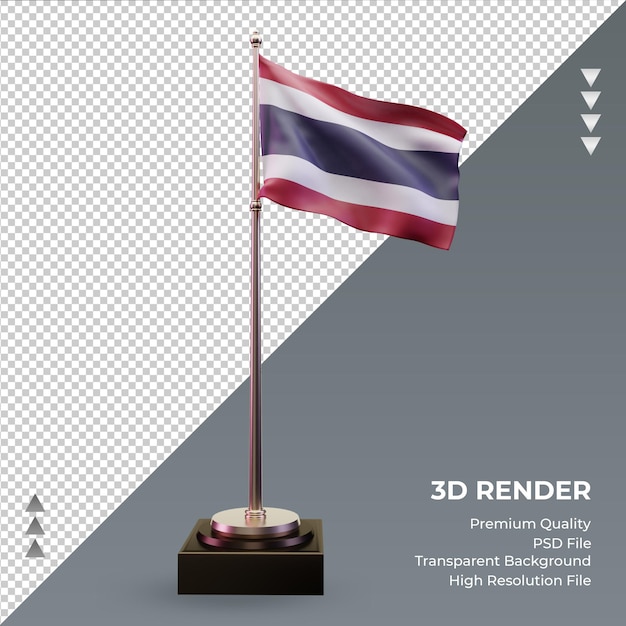 PSD drapeau 3d thaïlande rendu vue de face