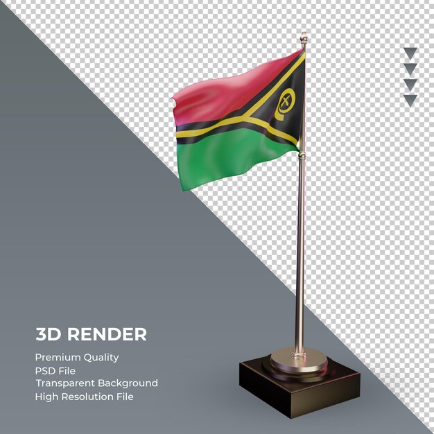 Drapeau 3D Vanuatu rendu vue gauche