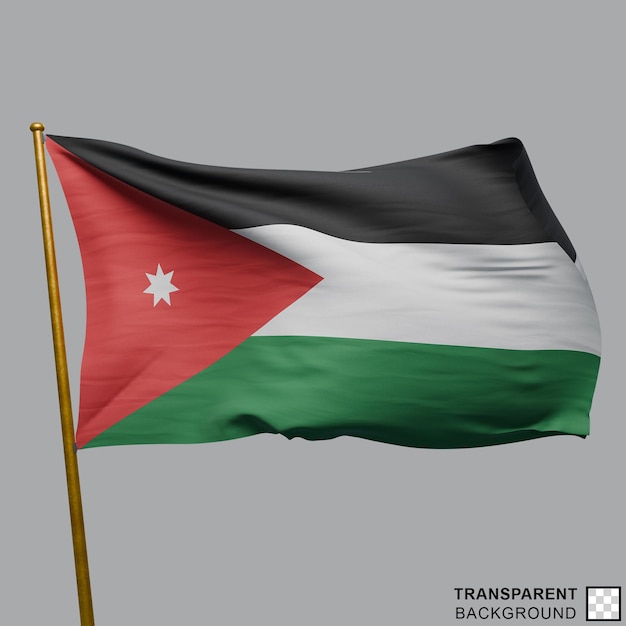 Drapeau agité entièrement transparent sur un mât en or