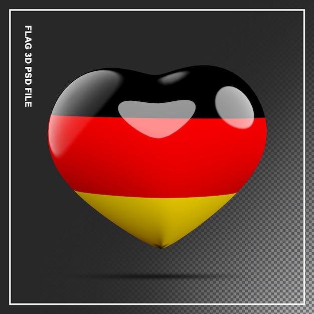 Drapeau de l'Allemagne forme coeur élément 3d