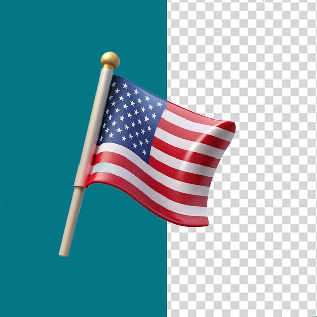 PSD un drapeau américain 3d sur transparent