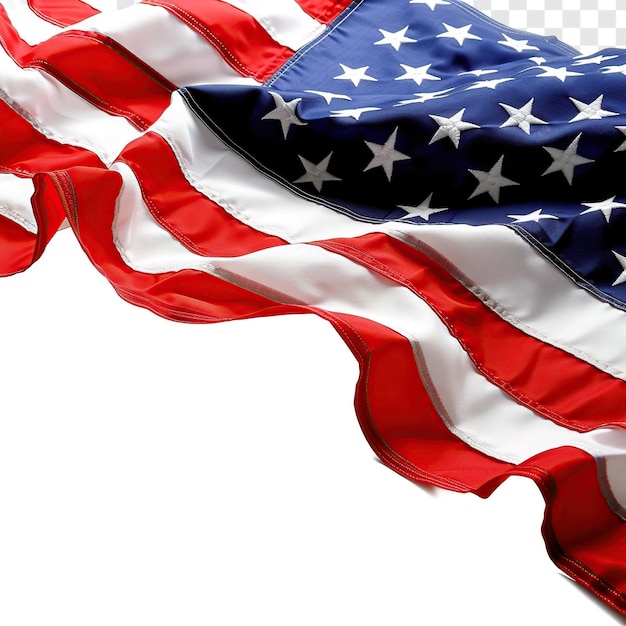 PSD le drapeau américain affiché avec fierté sur un fond transparent