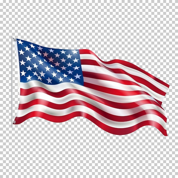 PSD drapeau américain du 4 juillet, jour commémoratif isolé sur un fond transparent