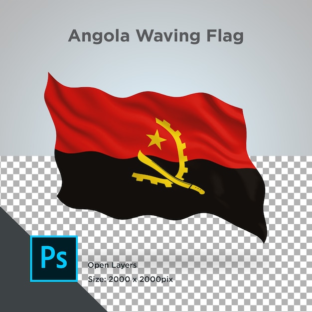 Drapeau de l'Angola Wave PSD transparent