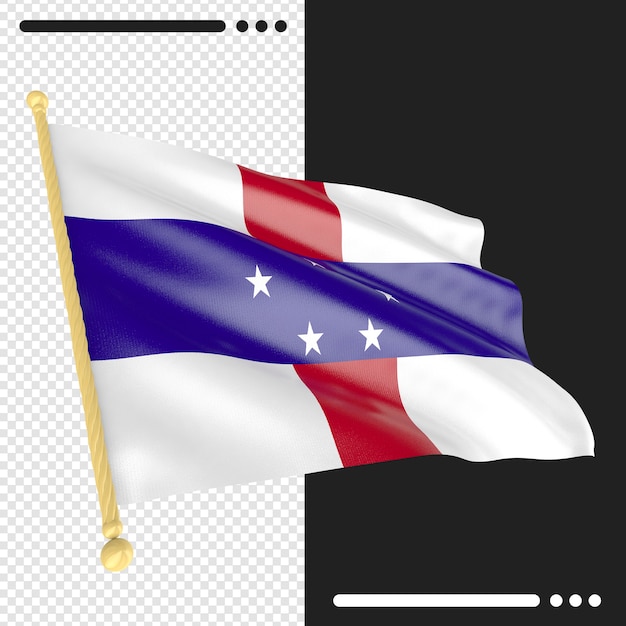 PSD drapeau des antilles néerlandaises en rendu 3d isolé