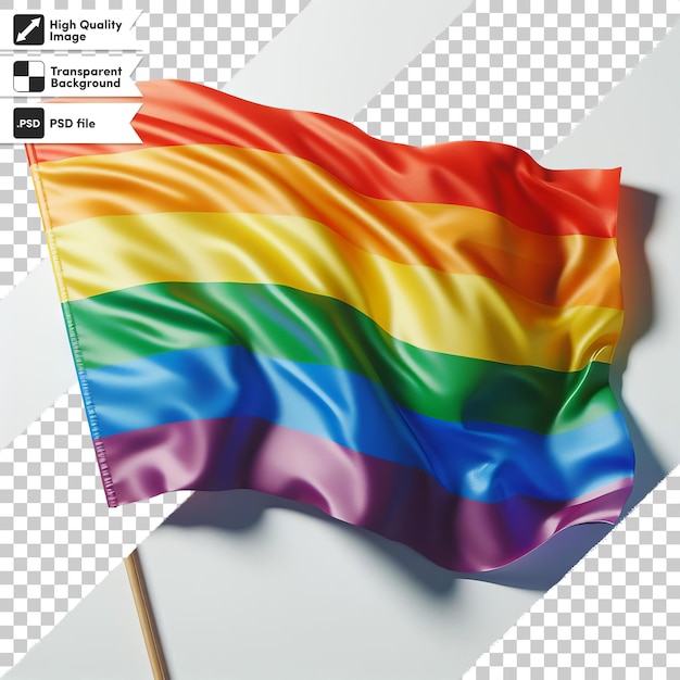 PSD un drapeau arc-en-ciel est sur une surface à carreaux