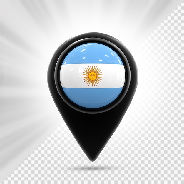 PSD drapeau argentin, épingle, carte, 3d