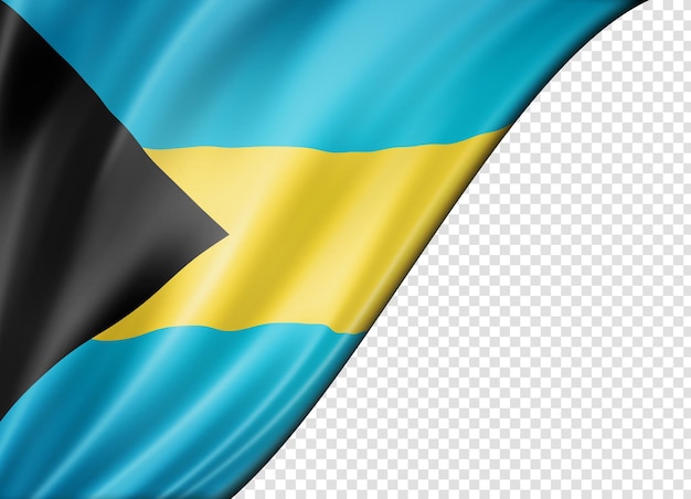 Drapeau bahamien isolé sur bannière blanche