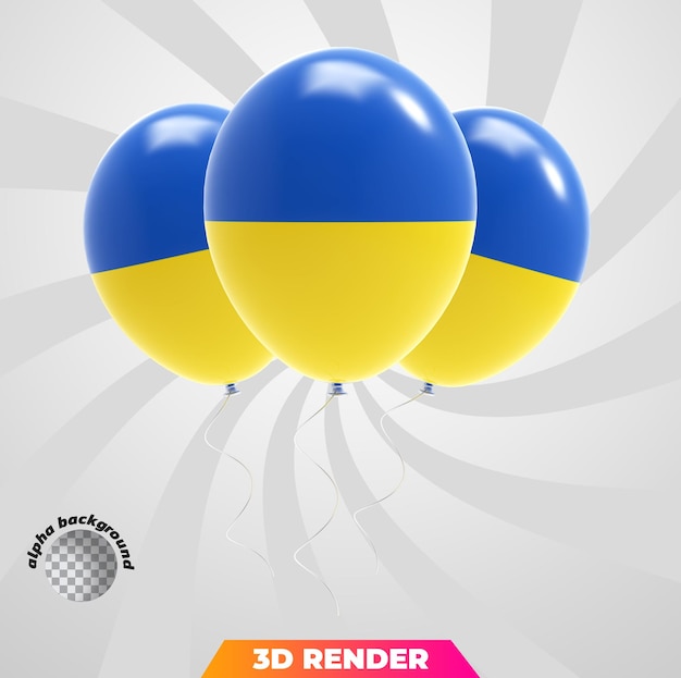 PSD drapeau de ballons du rendu 3d ukrainien