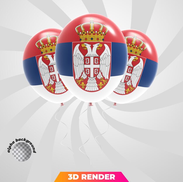 Drapeau De Ballons De Serbie Rendu 3d