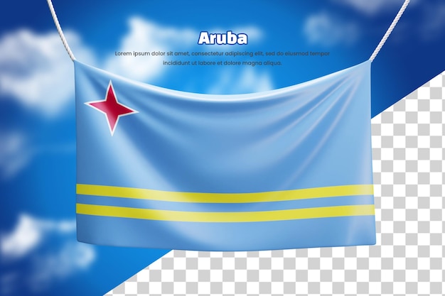 Drapeau De Bannière 3d D'aruba Ou Drapeau De Bannière Agitant Aruba 3d