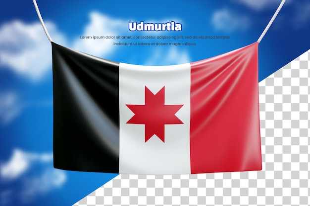 PSD drapeau de bannière 3d d'oudmourtie ou drapeau de bannière 3d d'oudmourtie