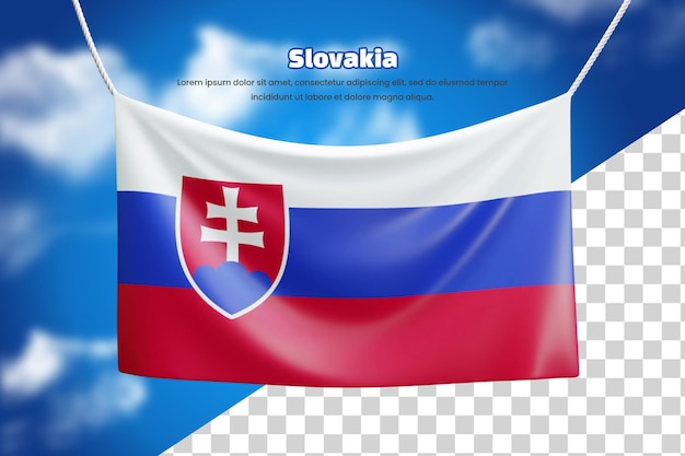 Drapeau De Bannière 3d De Slovaquie Ou Drapeau De Bannière Agitant La Slovaquie 3d