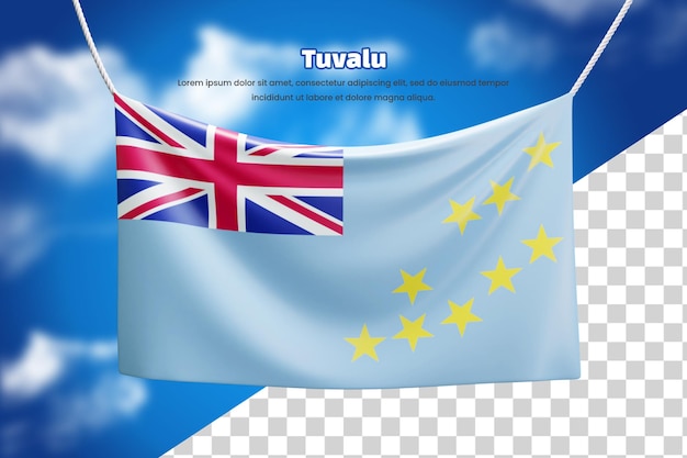 PSD drapeau de bannière 3d de tuvalu ou drapeau de bannière ondulant de tuvalu 3d