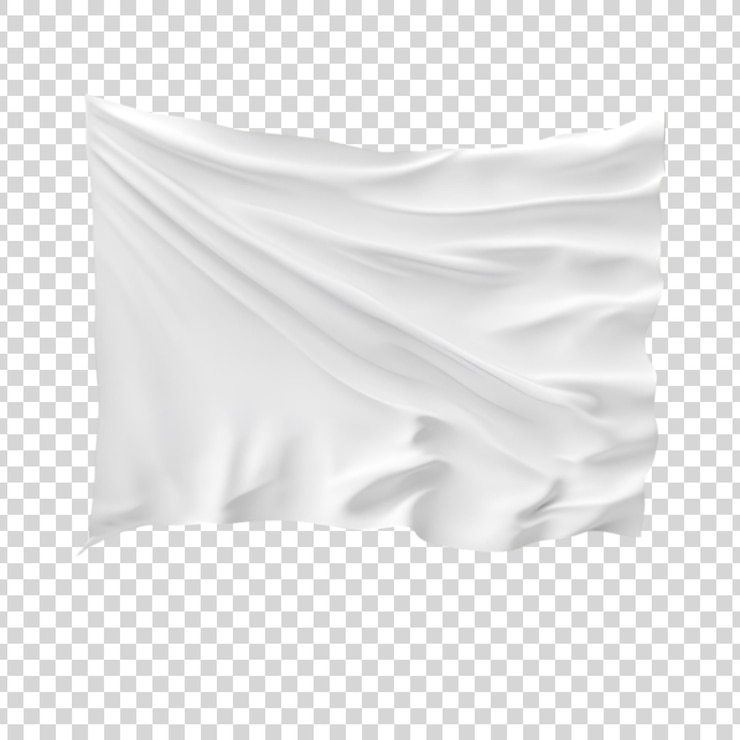 PSD un drapeau blanc agitant dans le vent sur un fond transparent