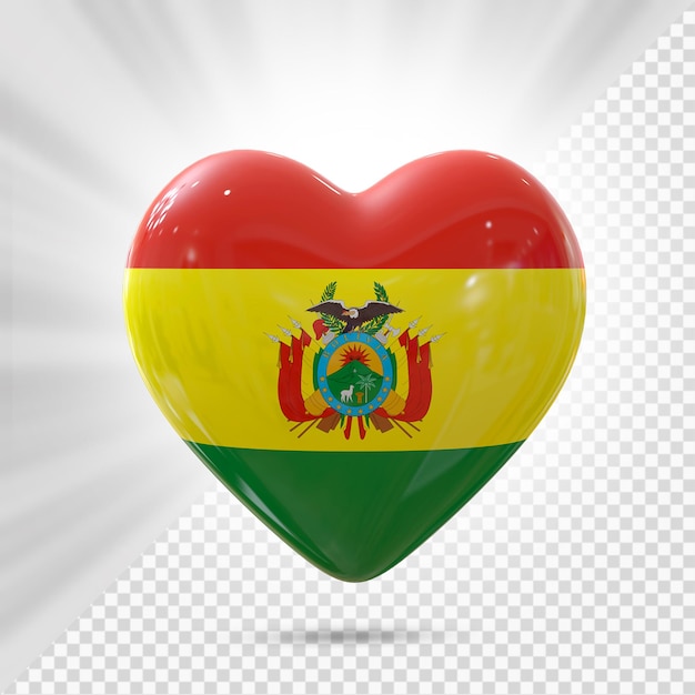 PSD drapeau bolivie coeur 3d render