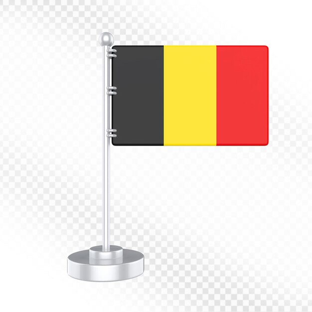 Un drapeau de bureau de Belgique de style dessin animé 3D