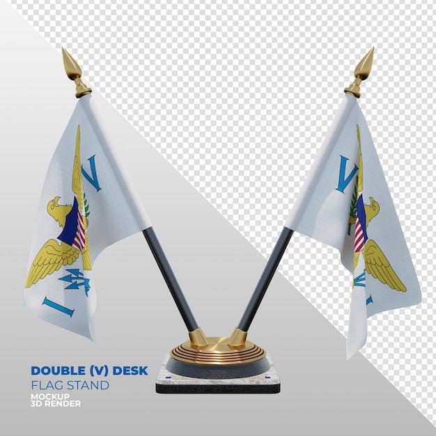 Drapeau de bureau double texturé 3d réaliste des îles Vierges américaines pour la composition