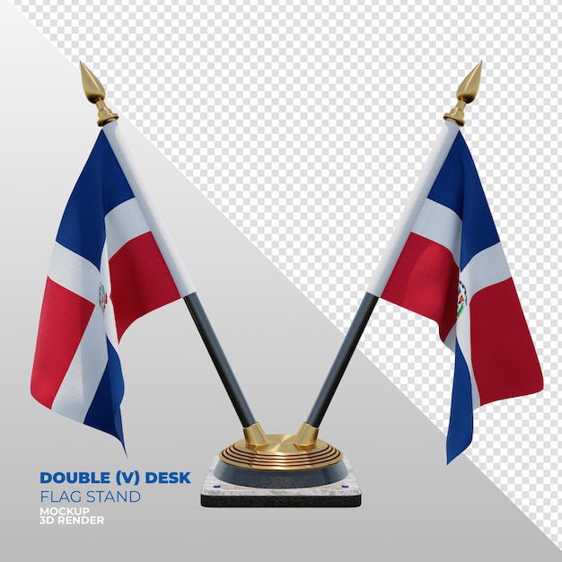 Drapeau De Bureau Double Texturé 3d Réaliste De La République Dominicaine Pour La Composition