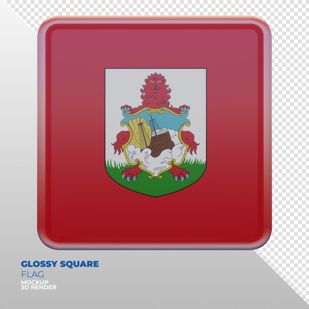 PSD drapeau carré brillant texturé 3d réaliste des bermudes