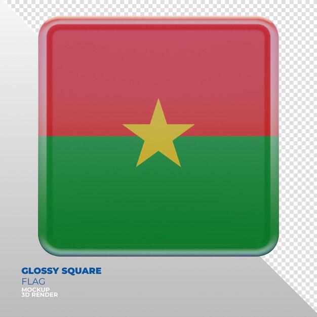 PSD drapeau carré brillant texturé 3d réaliste du burkina faso