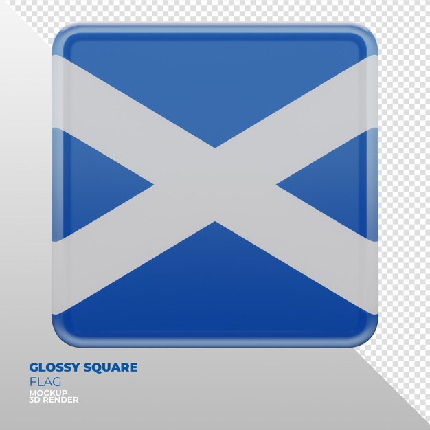 Drapeau carré brillant texturé 3d réaliste de l'Ecosse