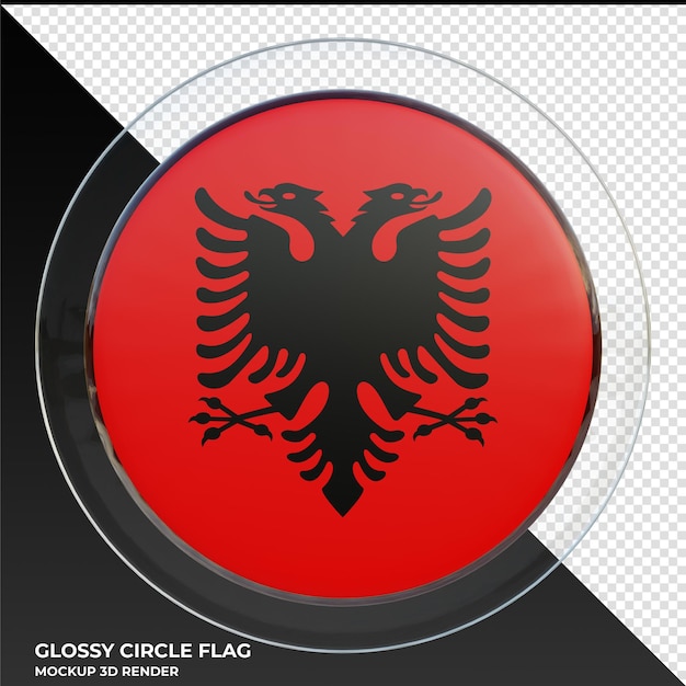 Drapeau de cercle brillant texturé 3d réaliste de l'Albanie