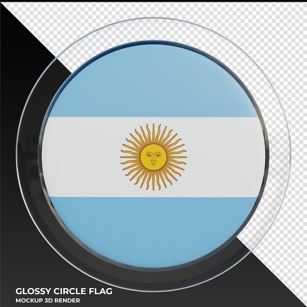 PSD drapeau de cercle brillant texturé 3d réaliste de l'argentine