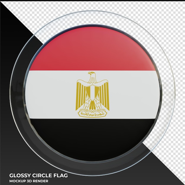 PSD drapeau de cercle brillant texturé 3d réaliste de l'egypte