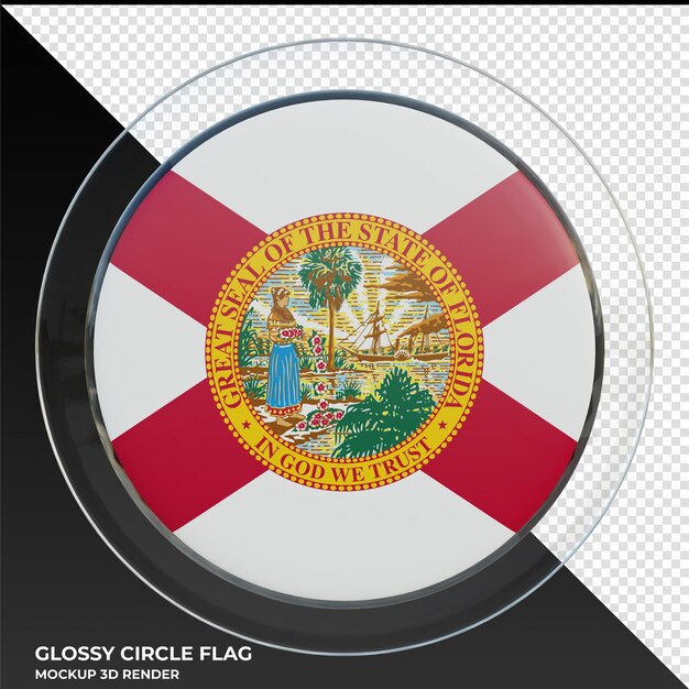Drapeau de cercle brillant texturé 3d réaliste de Floride
