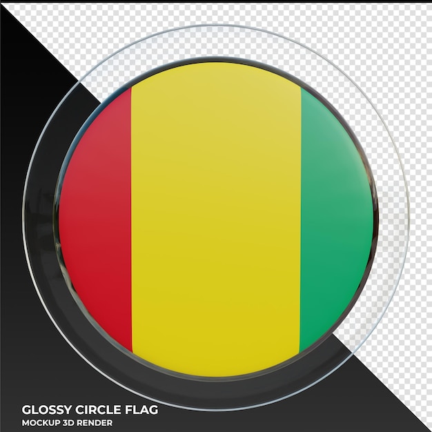 PSD drapeau de cercle brillant texturé 3d réaliste de guinée