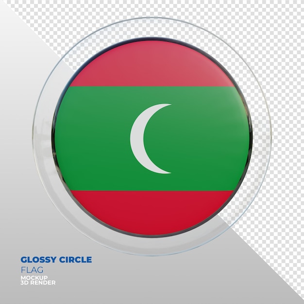 Drapeau De Cercle Brillant Texturé 3d Réaliste Des Maldives