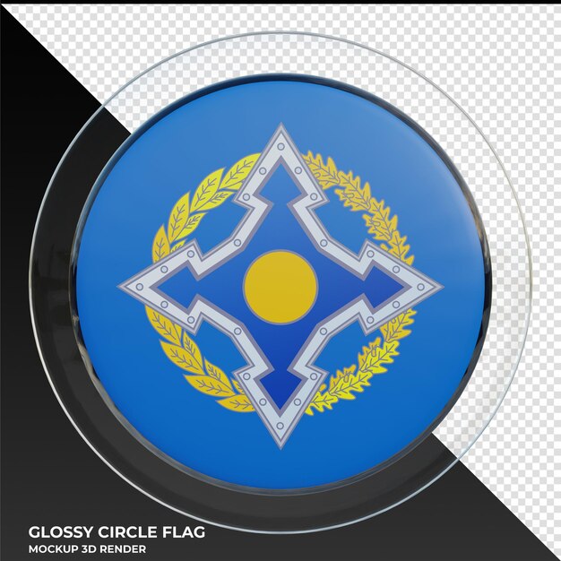 PSD drapeau de cercle brillant texturé 3d réaliste de l'organisation du traité de sécurité collective