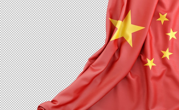 PSD drapeau de la chine avec espace vide à gauche rendu 3d isolé