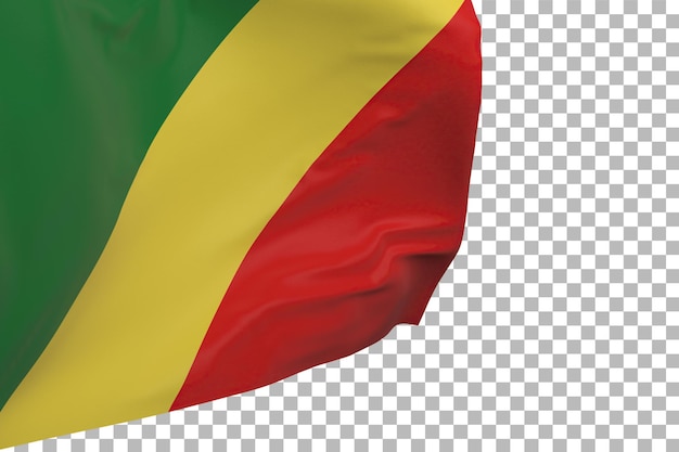 Drapeau Congo Isolé. Agitant La Bannière. Drapeau National Du Congo